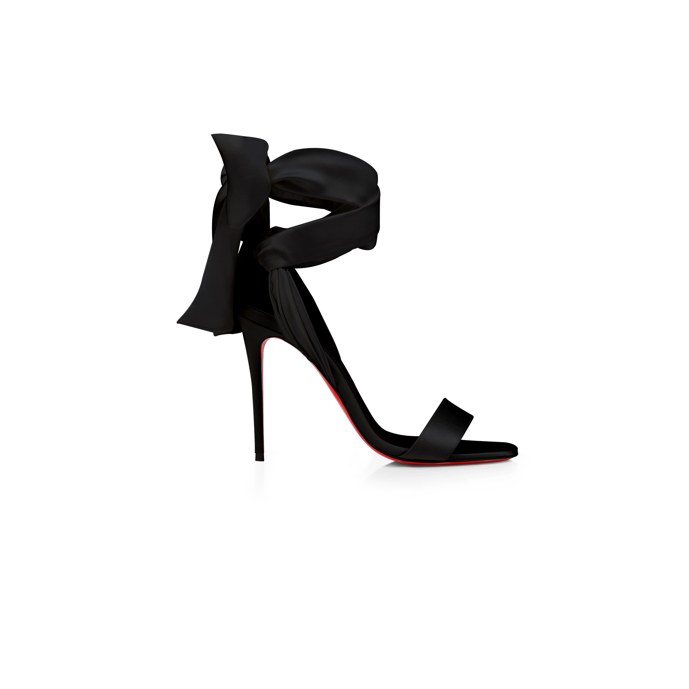 CHRISTIAN LOUBOUTIN SANDALE DU DESERT 100 MM STRAPPY SANDALS CREPE SATIN BLACK WOMEN 3220076W447
